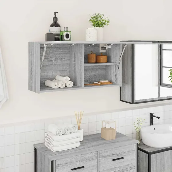 Armoire murale de bain sonoma gris 80x25x40cm bois d'ingénierie