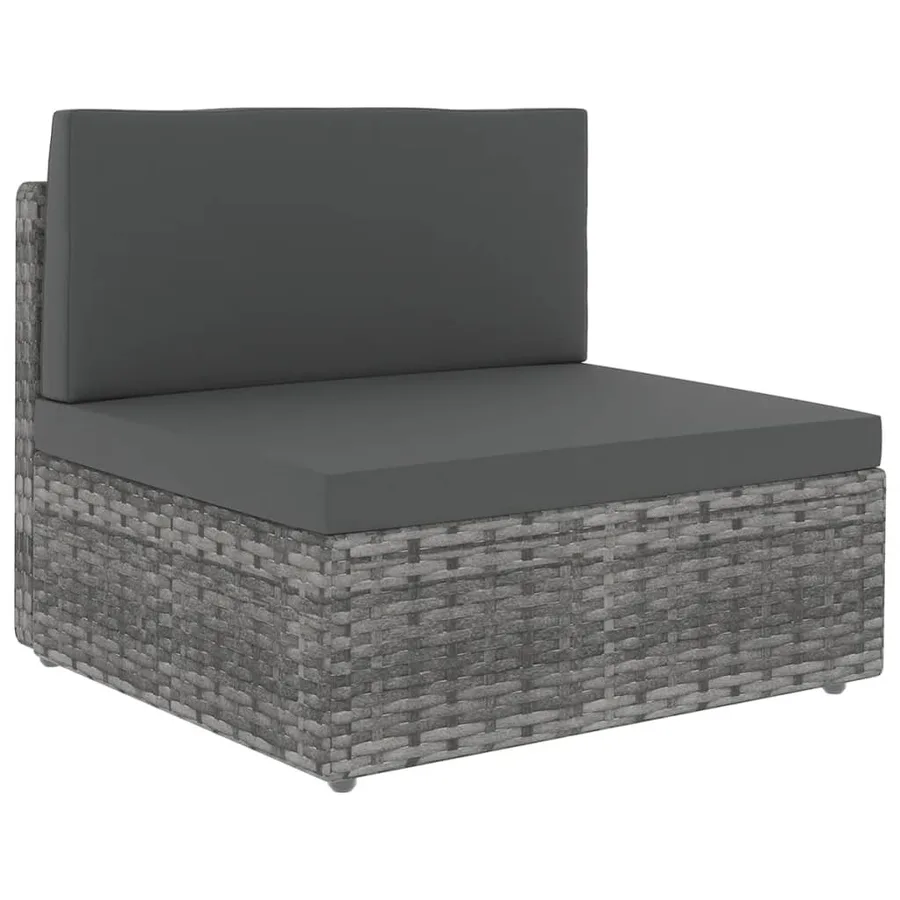 Salon de jardin 8 pcs avec coussins Gris Résine tressée - 2
