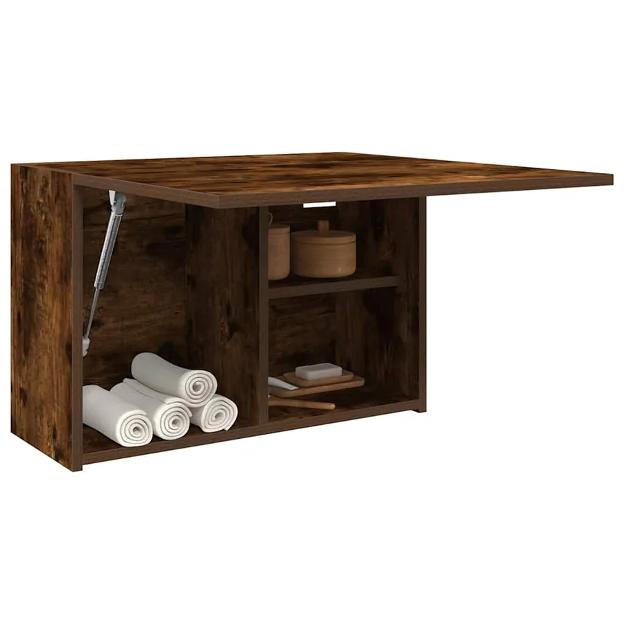 Armoire murale de bain chêne fumé 60x25x40 cm bois d'ingénierie - 4