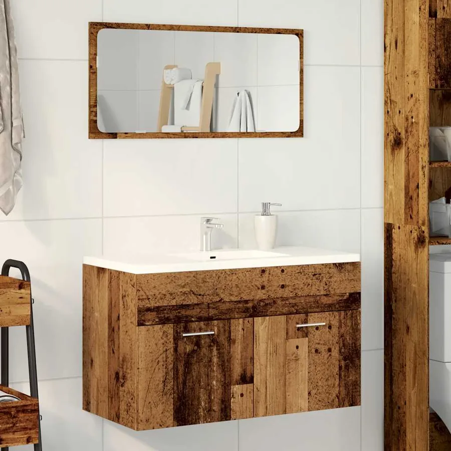 Meuble lavabo de salle de bain vieux bois bois d'ingénierie - 3