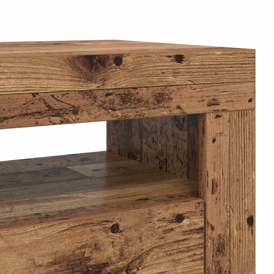 Meuble TV avec lumières LED vieux bois bois d'ingénierie - 11