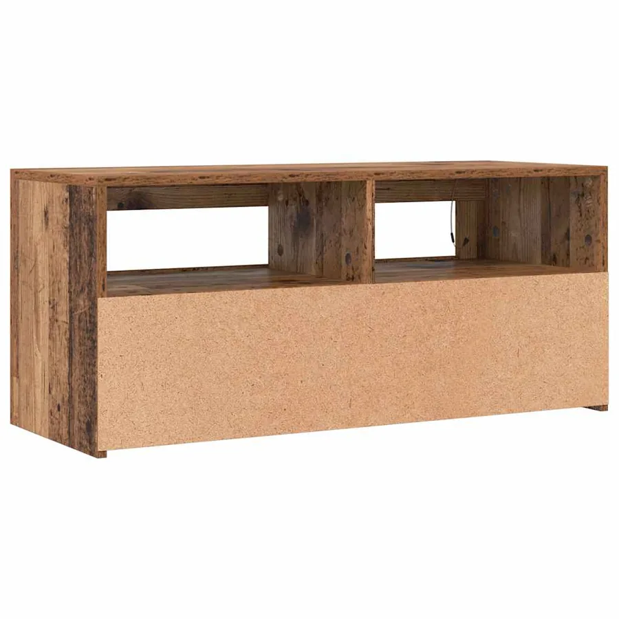 Meuble TV avec lumières LED vieux bois bois d'ingénierie - 9