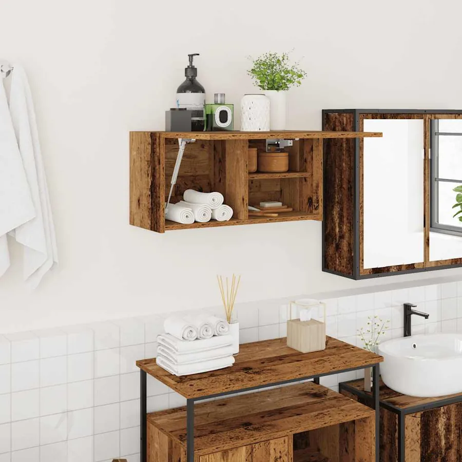 Armoire murale de bain vieux bois 60x25x30 cm bois d'ingénierie