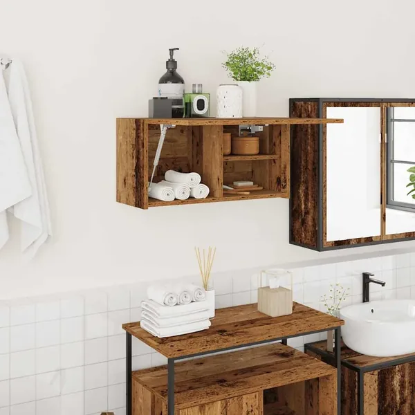 Armoire murale de bain vieux bois 60x25x30 cm bois d'ingénierie