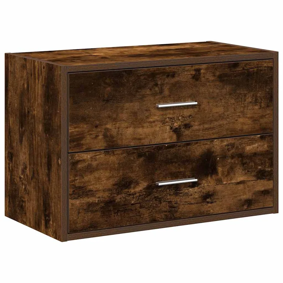 Armoire avec 2 tiroirs chêne fumé 60x31x40 cm bois d'ingénierie - 2