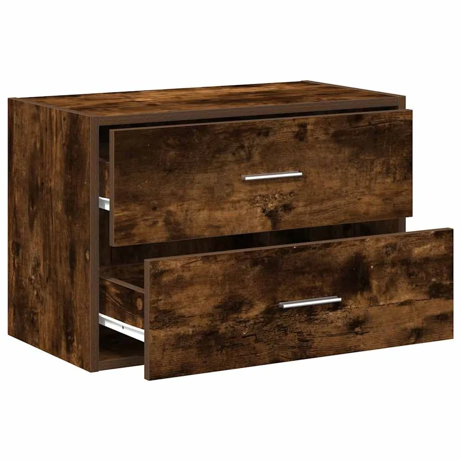Armoire avec 2 tiroirs chêne fumé 60x31x40 cm bois d'ingénierie - 5