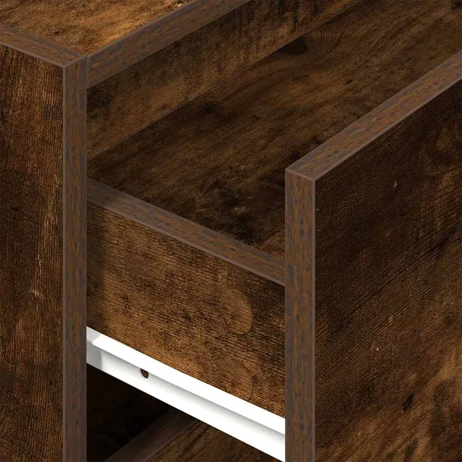 Armoire avec 2 tiroirs chêne fumé 60x31x40 cm bois d'ingénierie - 8
