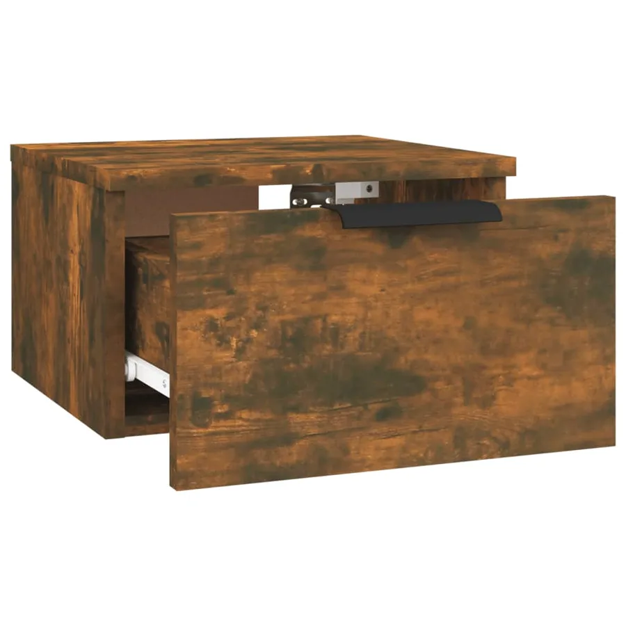 Table de chevet murale Chêne fumé 34x30x20 cm - 5