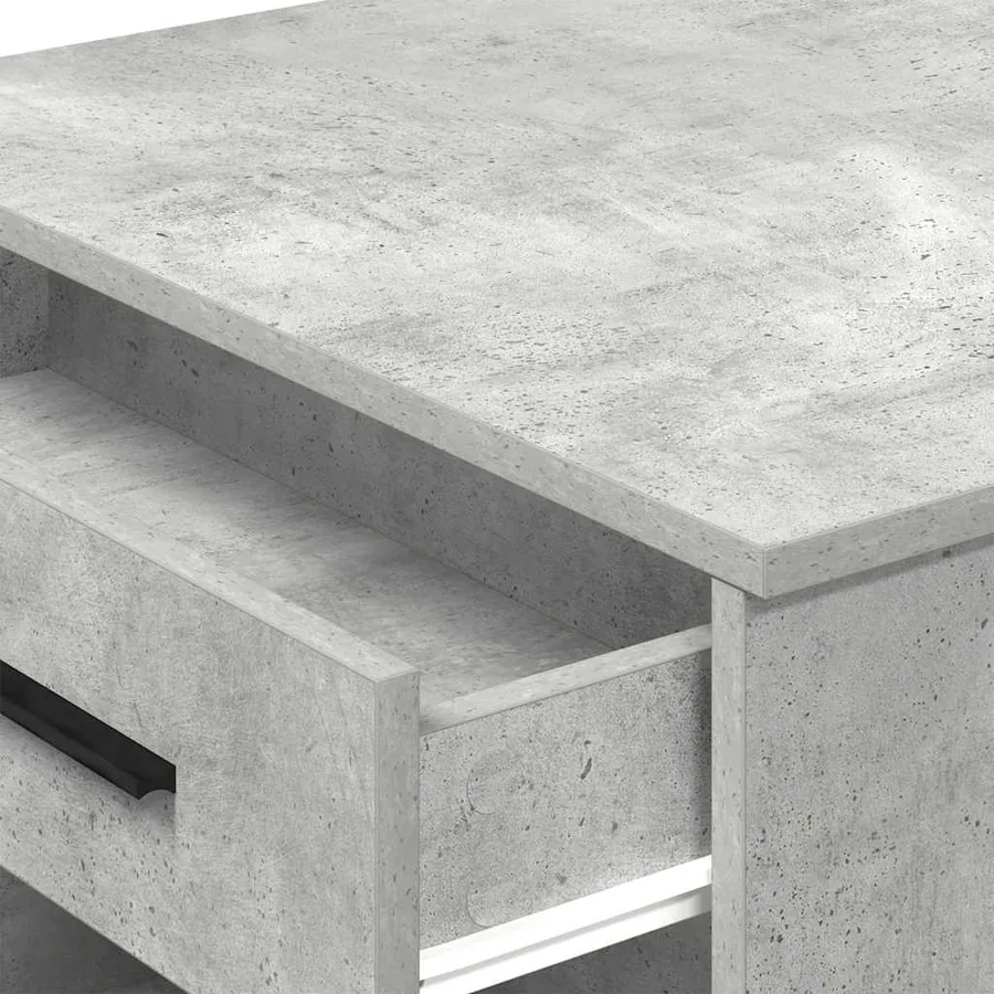 Bureau avec tiroir et étagère gris béton bois d'ingénierie - 8