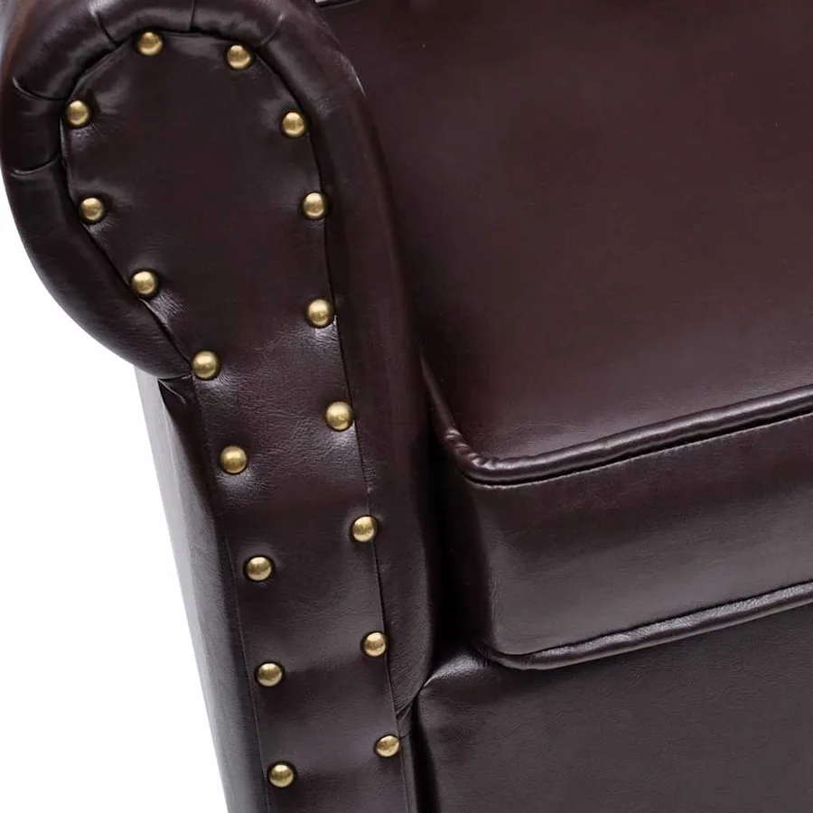 Fauteuil avec repose-pied Marron foncé Similicuir - 5