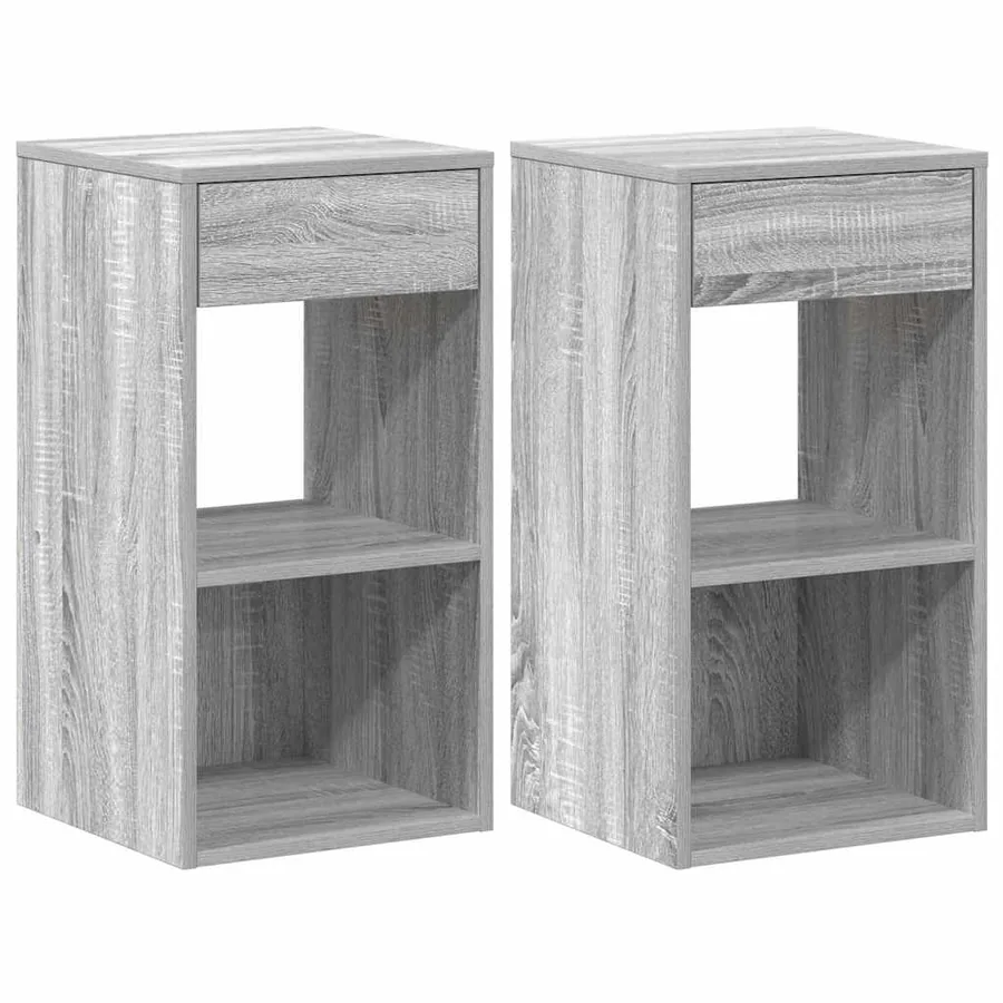 Tables de chevet avec tiroir 2 pcs sonoma gris 35x34x66,5 cm - 2