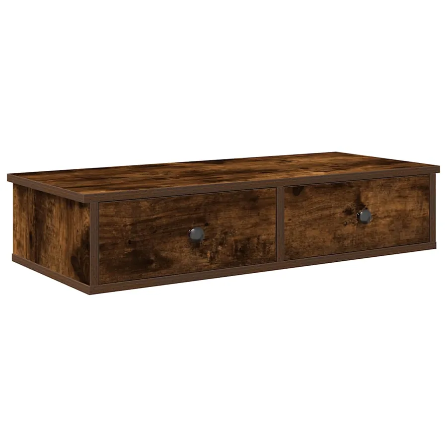 Étagère murale avec tiroirs chêne fumé bois d'ingénierie - 2