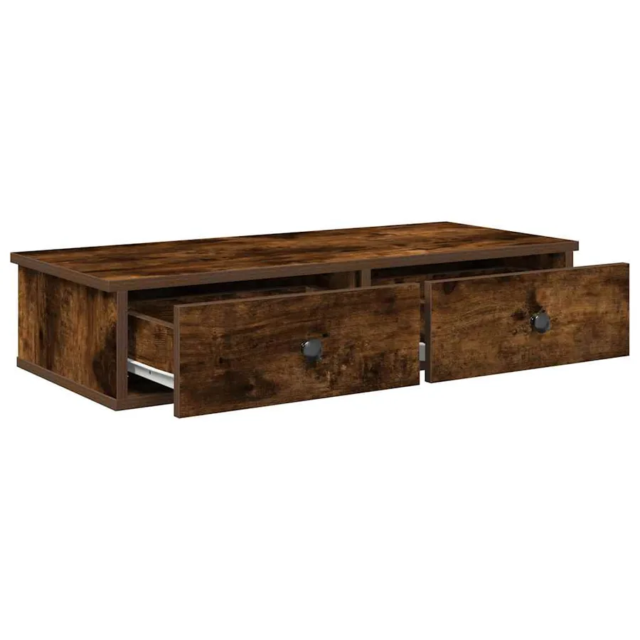 Étagère murale avec tiroirs chêne fumé bois d'ingénierie - 7