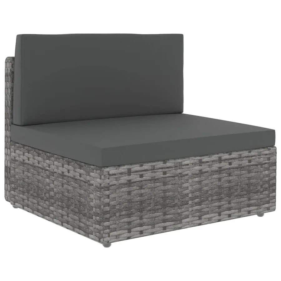 Salon de jardin 12 pcs avec coussins Gris Résine tressée - 2