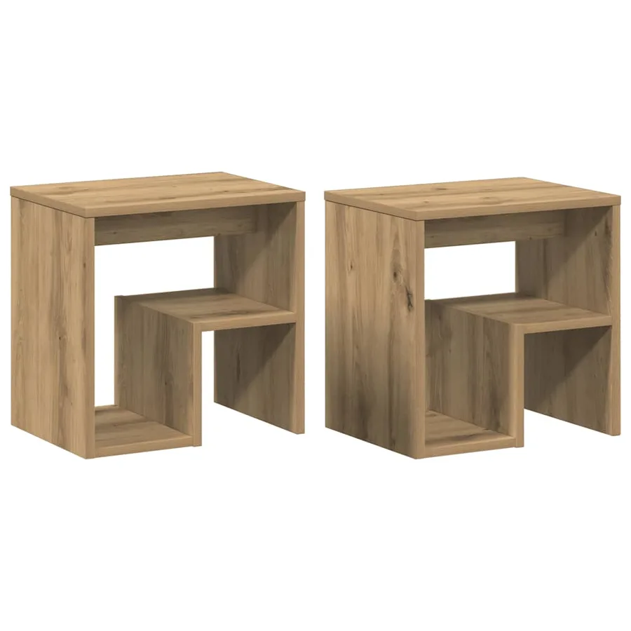 Tables de chevet 2 pcs chêne artisanal bois d'ingénierie - 2
