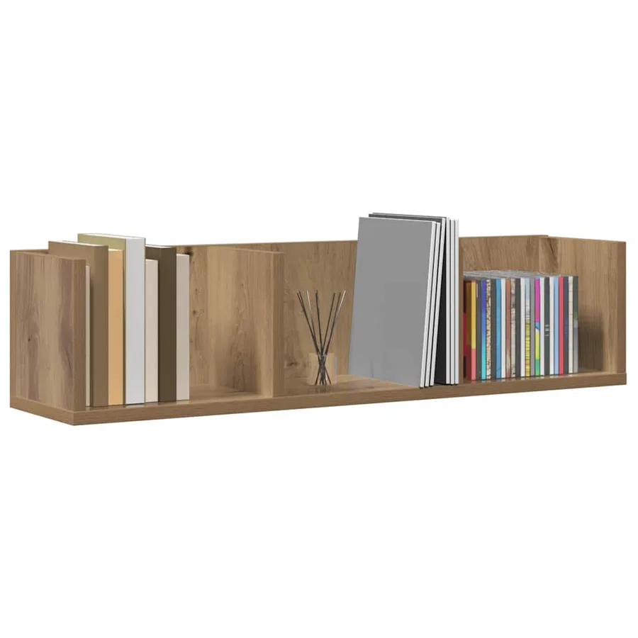Étagère murale à CD chêne artisanal 75x18x18 cm bois ingénierie - 3