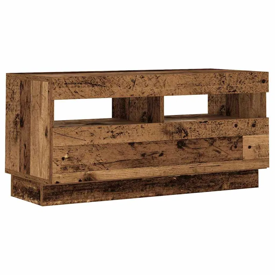 Meuble TV avec lumières LED vieux bois bois d'ingénierie - 6