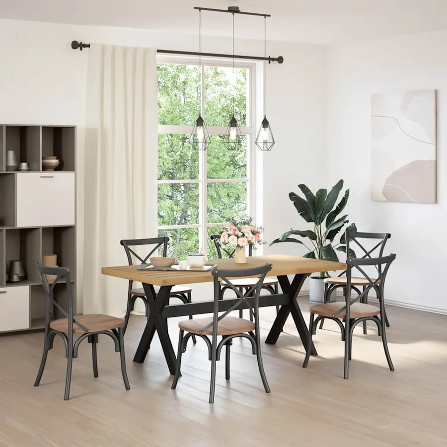 Table à manger NOAIN pieds en forme de X 180x90x75cm massif pin - 2