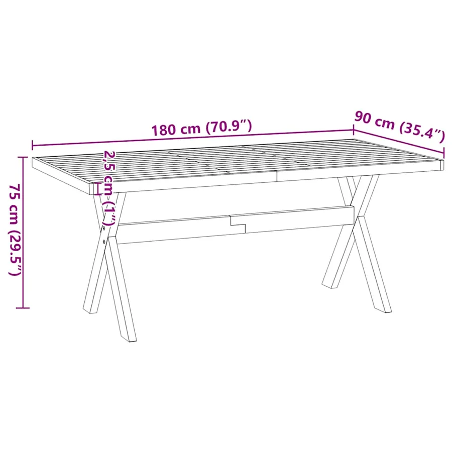 Table à manger NOAIN pieds en forme de X 180x90x75cm massif pin - 9