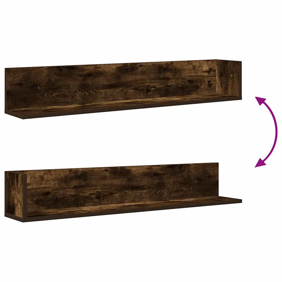 Étagères murales 2 pcs chêne fumé 100x16,5x16,5 cm - 8