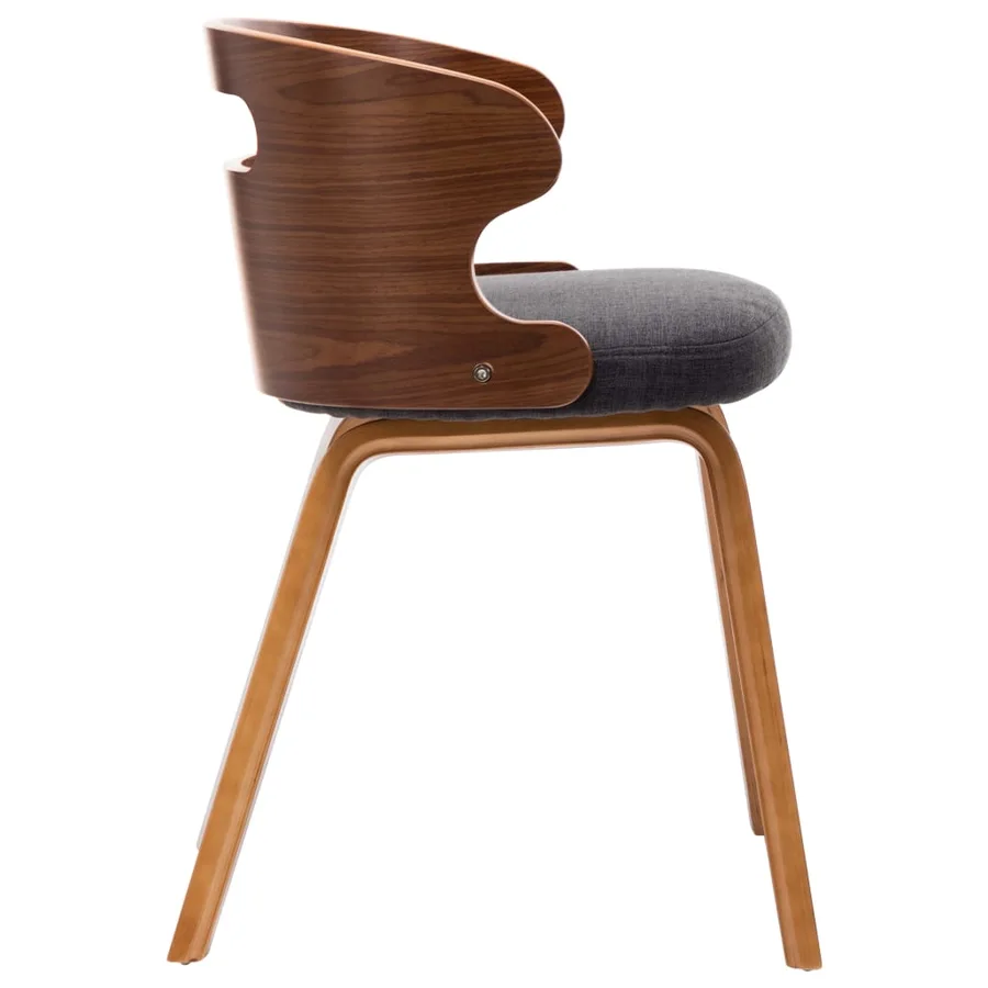 Chaises à manger lot de 6 gris foncé bois courbé et tissu - 4