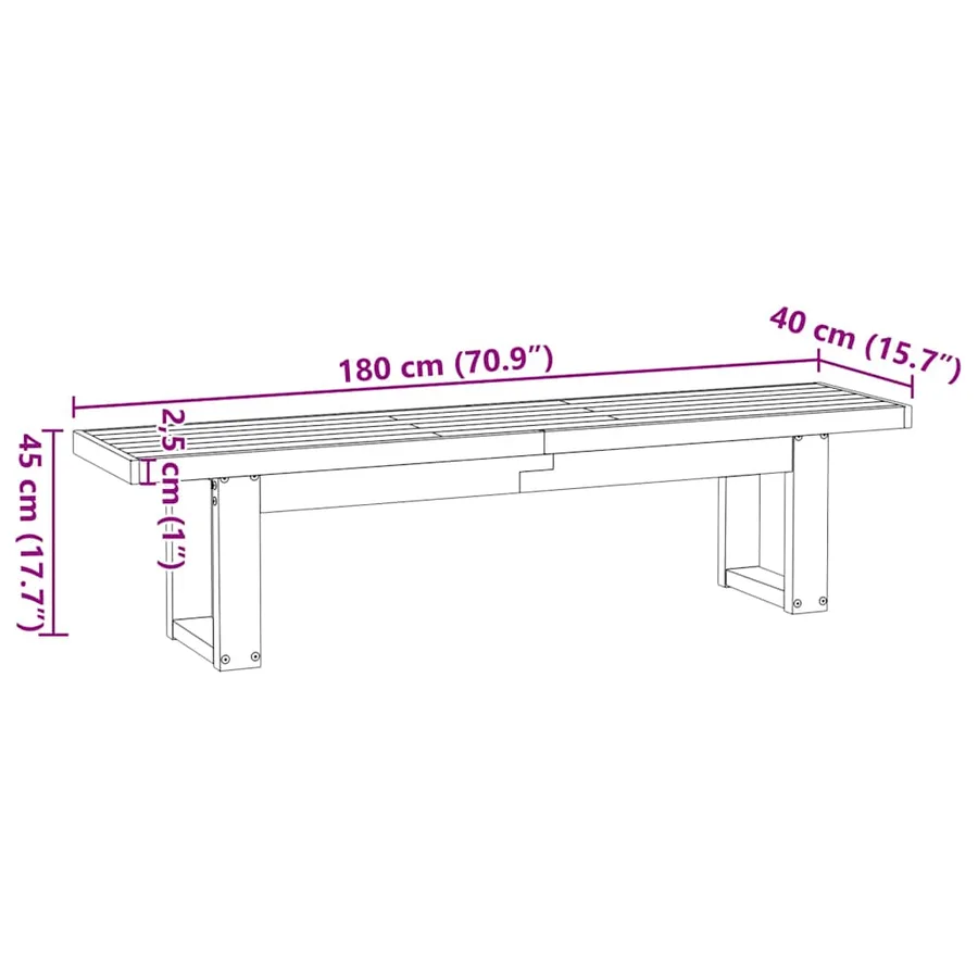 Banc à manger NOAIN pieds en forme de U 180x40x45 cm massif pin - 9