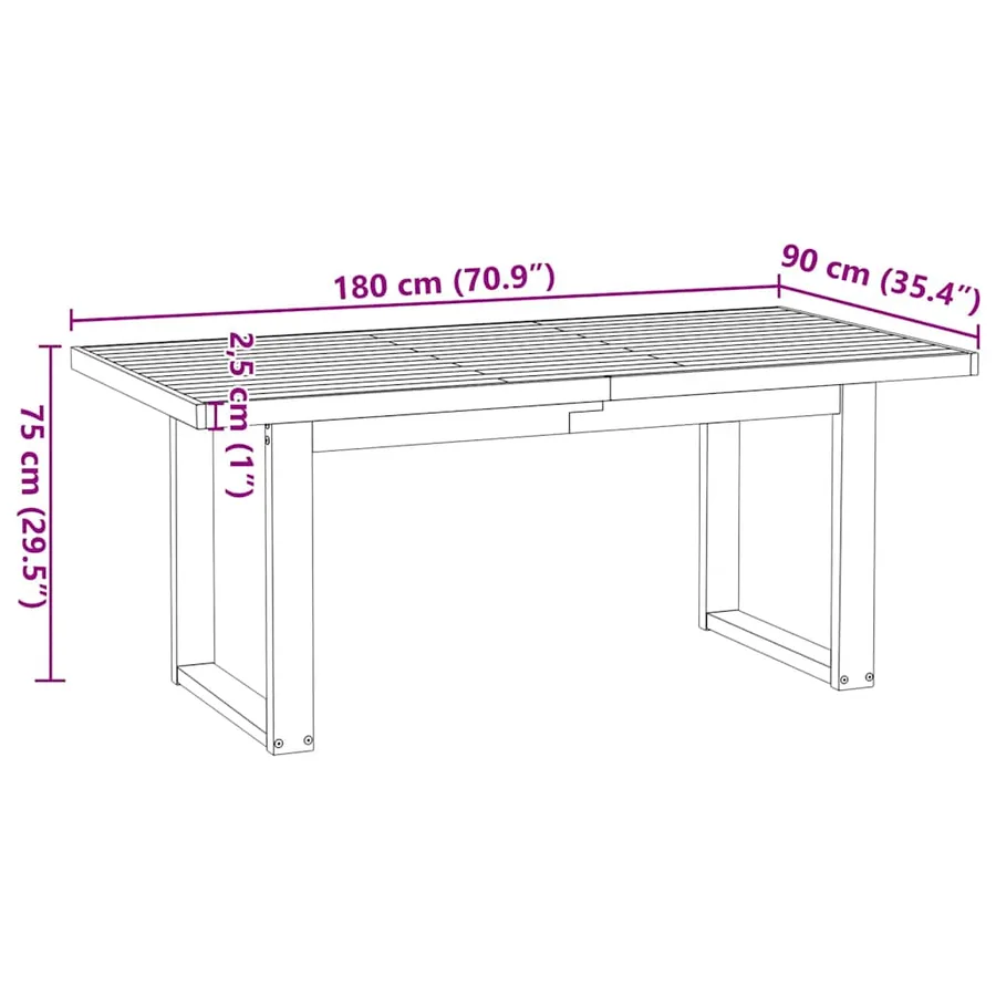 Table à manger NOAIN pieds en forme de U 180x90x75cm massif pin - 11