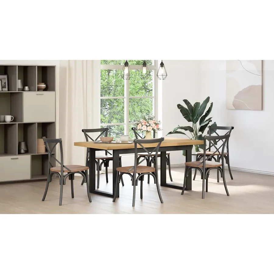 Table à manger NOAIN pieds en forme de U 180x90x75cm massif pin - 9