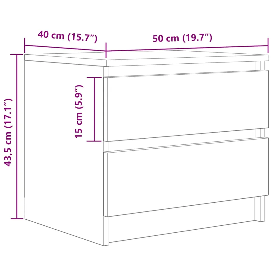 Table de chevet chêne artisanal 50x40x43.5 cm bois d’ingénierie - 11