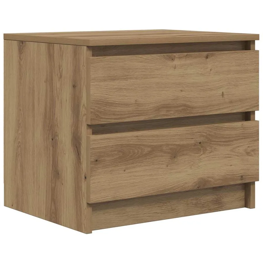 Table de chevet chêne artisanal 50x40x43.5 cm bois d’ingénierie - 2