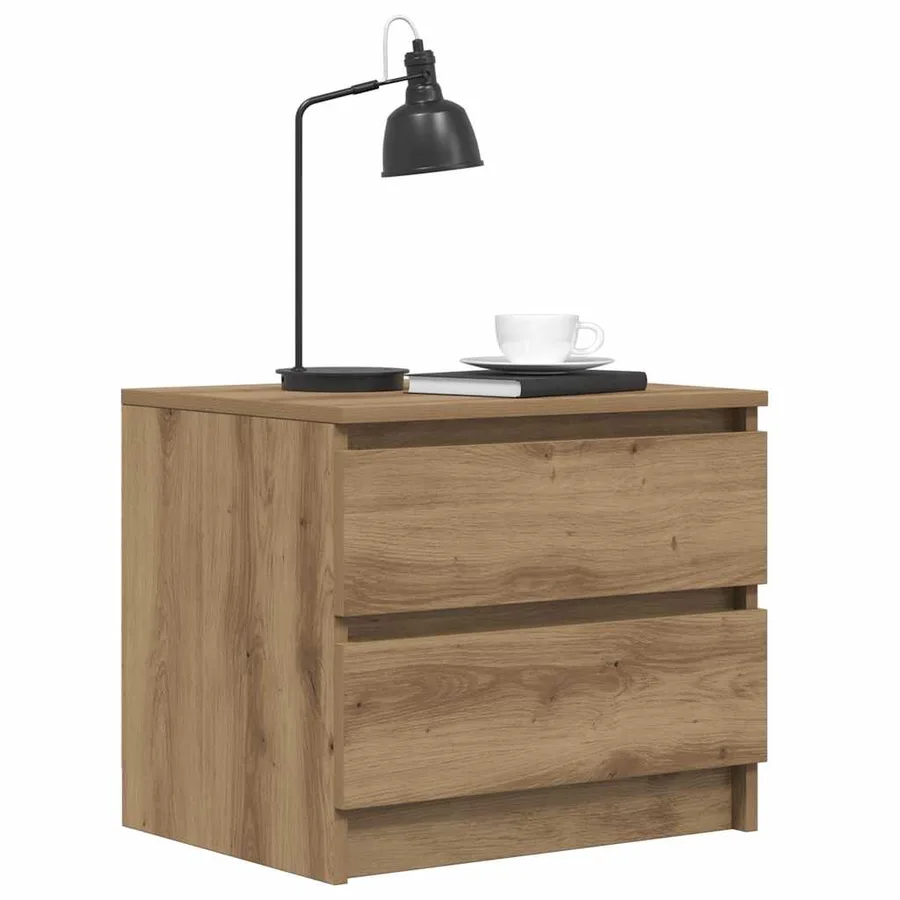 Table de chevet chêne artisanal 50x40x43.5 cm bois d’ingénierie - 3