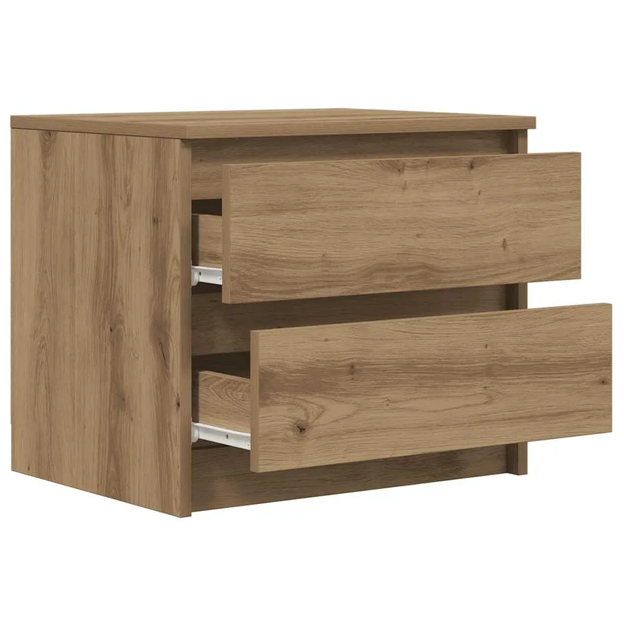 Table de chevet chêne artisanal 50x40x43.5 cm bois d’ingénierie - 5