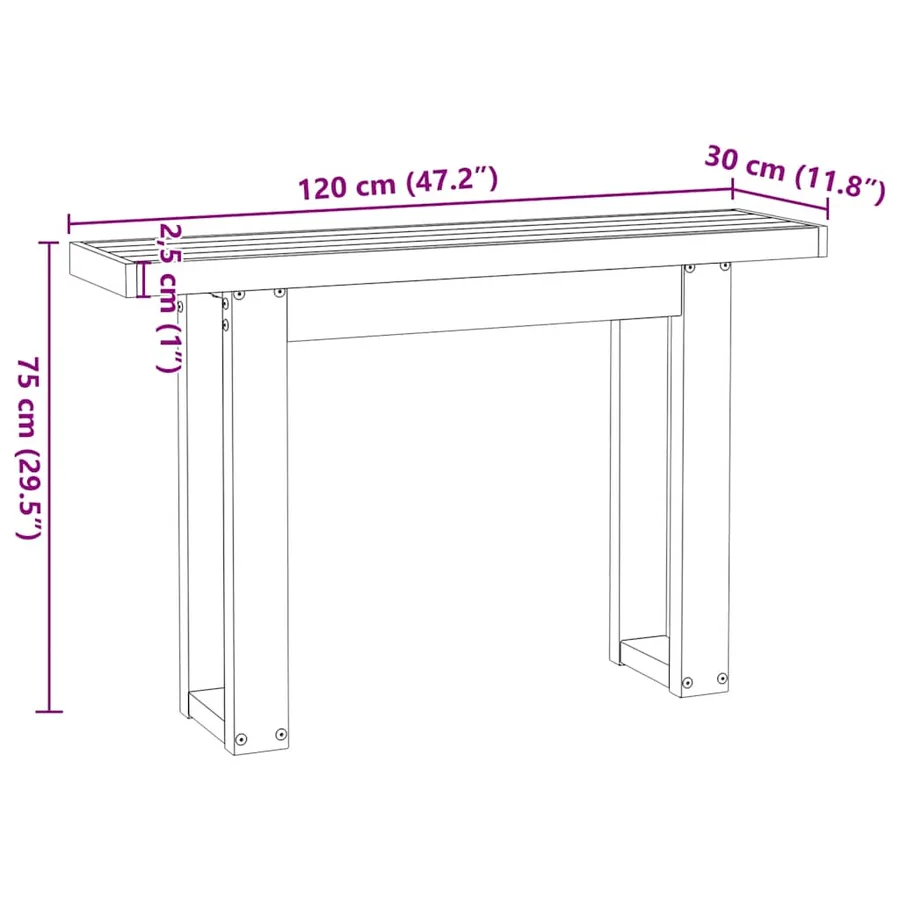 Table console NOAIN pieds en forme de U 120x30x75 cm massif pin - 9