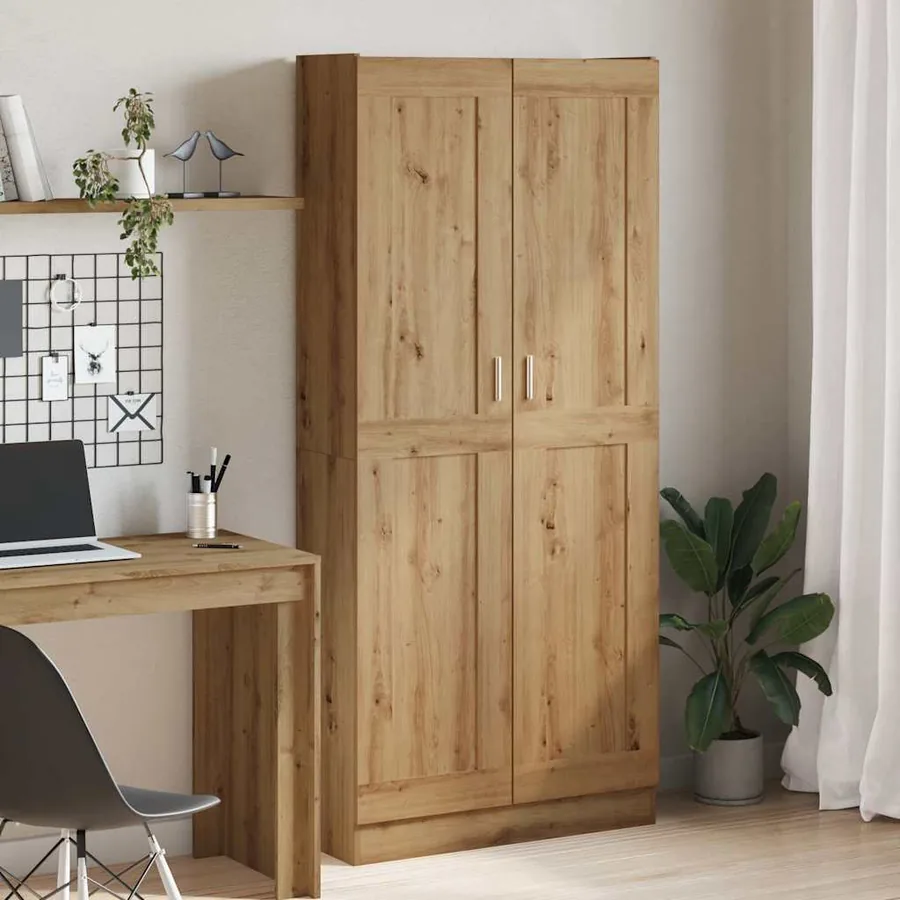Buffet haut chêne artisanal 82,5x30,5x185 cm bois d'ingénierie
