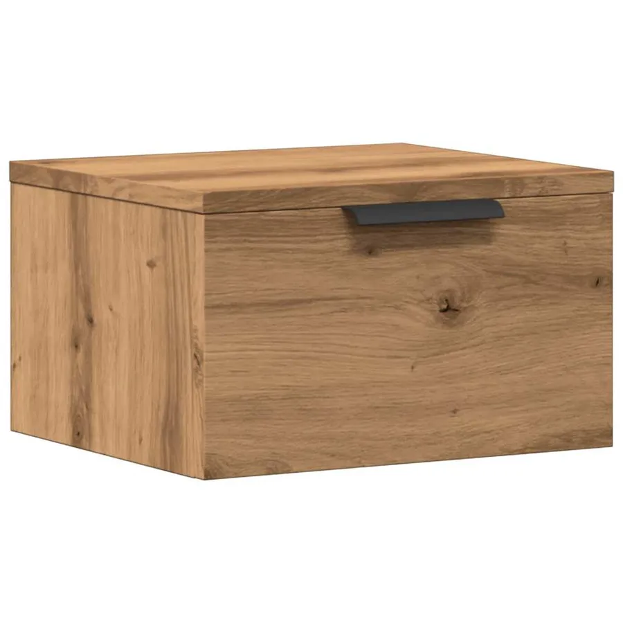 Table de chevet murale chêne artisanal 34x30x20 cm - 2