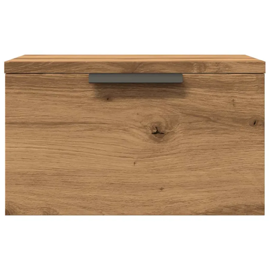 Table de chevet murale chêne artisanal 34x30x20 cm - 4