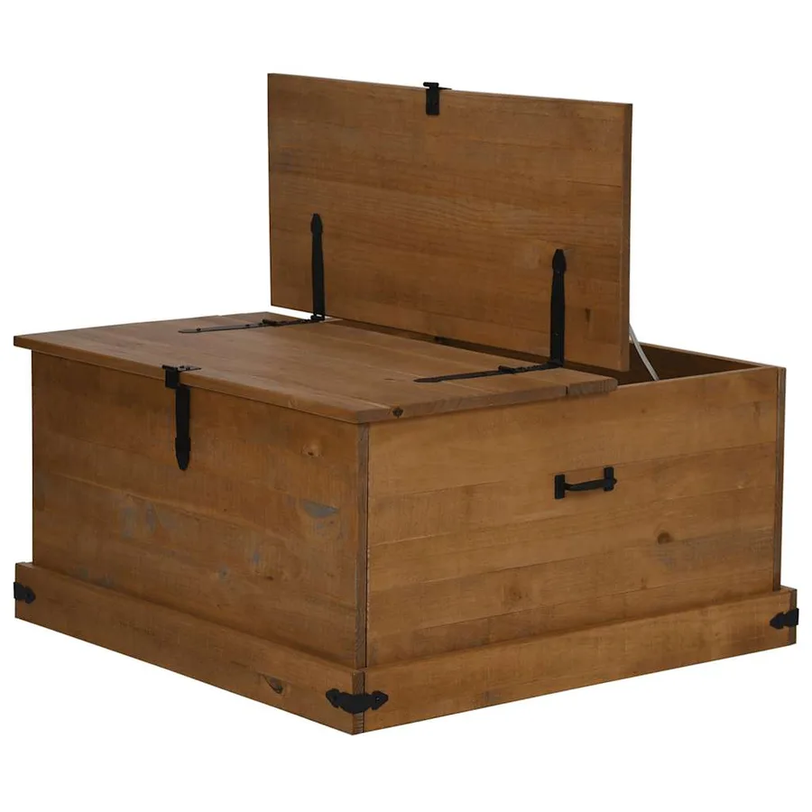 Coffre de rangement HALDEN 91x91x47 cm bois massif pin - 5