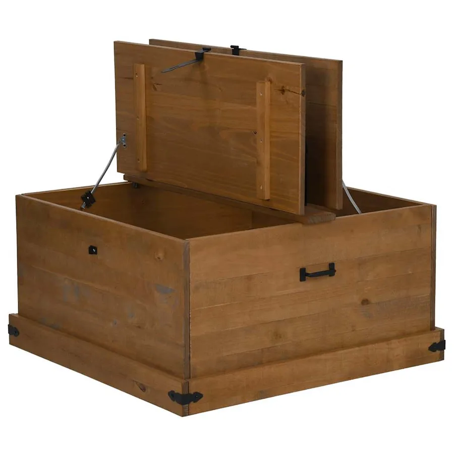 Coffre de rangement HALDEN 91x91x47 cm bois massif pin - 6