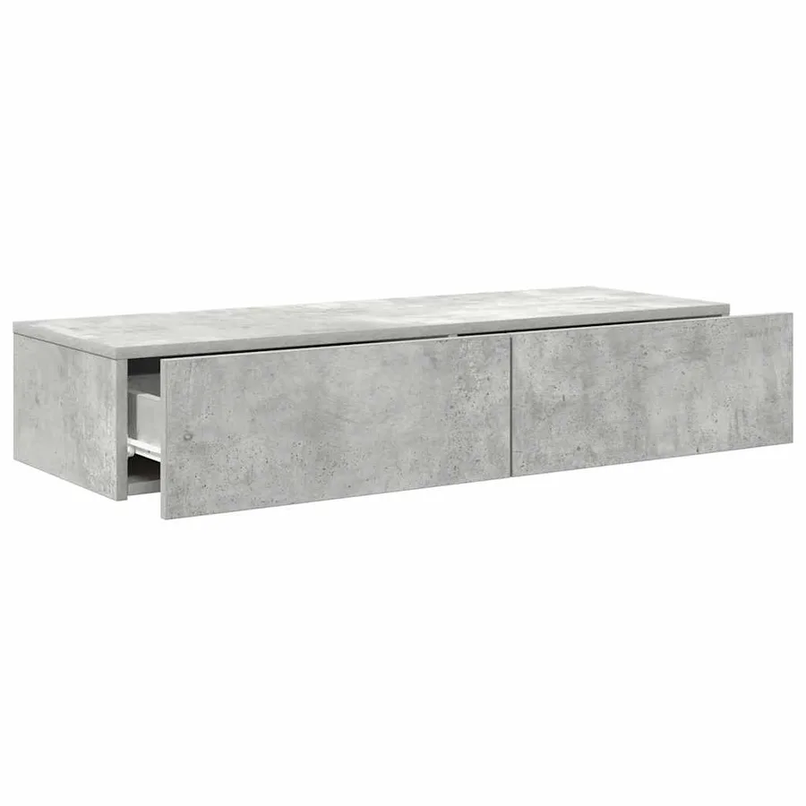 Étagère murale avec tiroirs gris béton bois d'ingénierie - 7