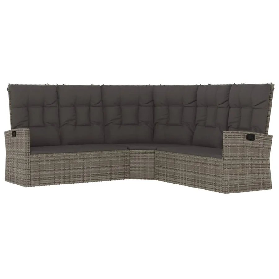 Salon de jardin 3 pcs avec coussins Gris Résine tressée - 5