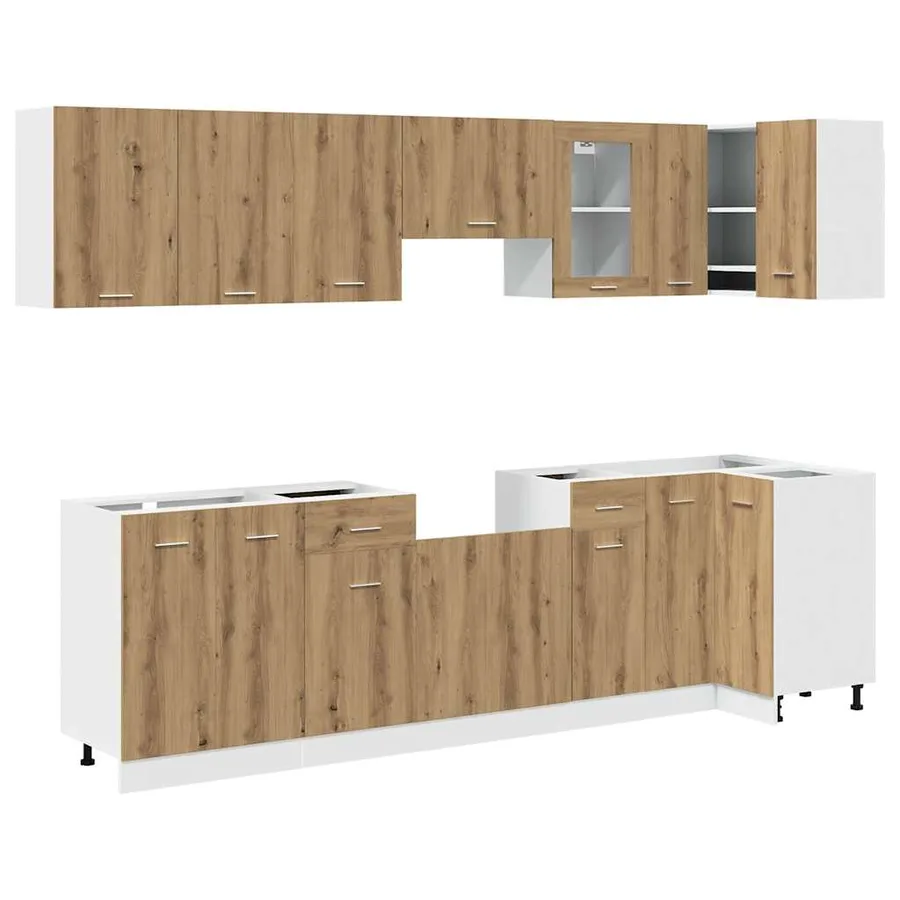 Ensemble de 11 meubles de cuisine "Lyon" en chêne artisanal - 2