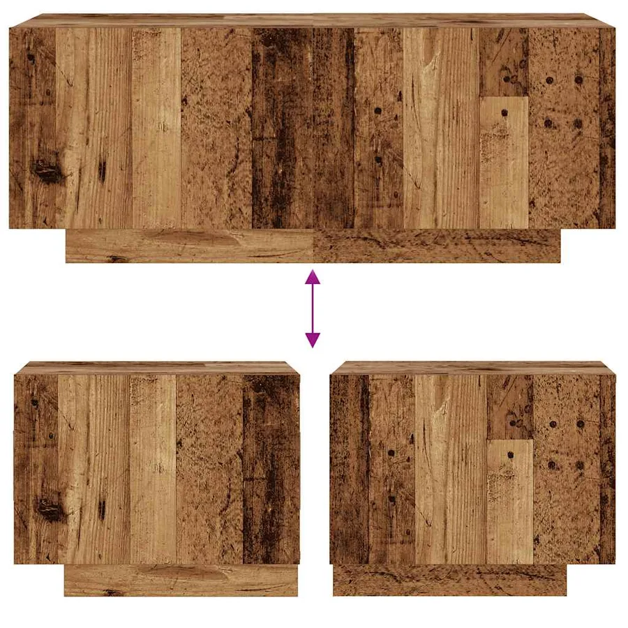 Table de chevet vieux bois 100x35x40 cm bois d'ingénierie - 8