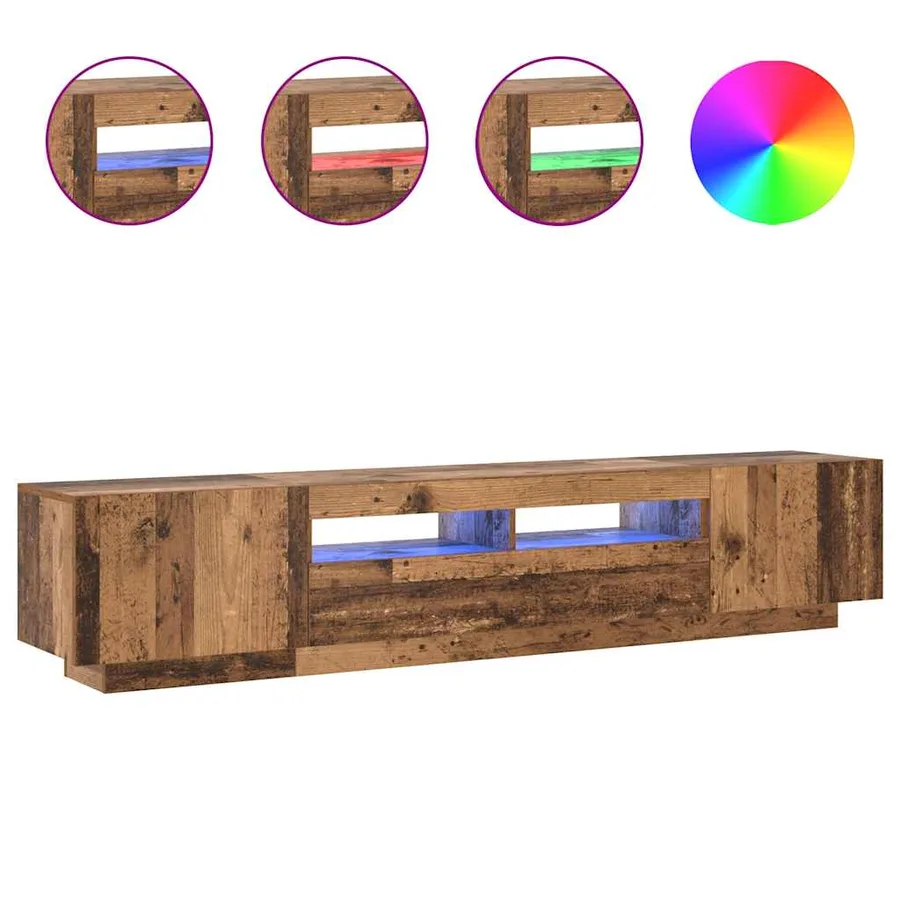 Meuble TV avec lumières LED vieux bois bois d'ingénierie - 4
