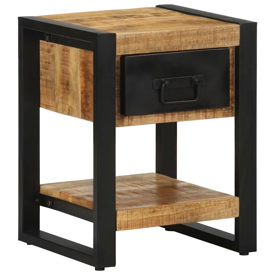 Table de chevet 35x34x45 cm bois de manguier massif brut - 2