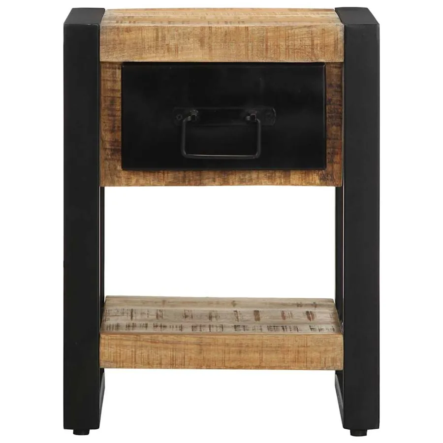 Table de chevet 35x34x45 cm bois de manguier massif brut - 4