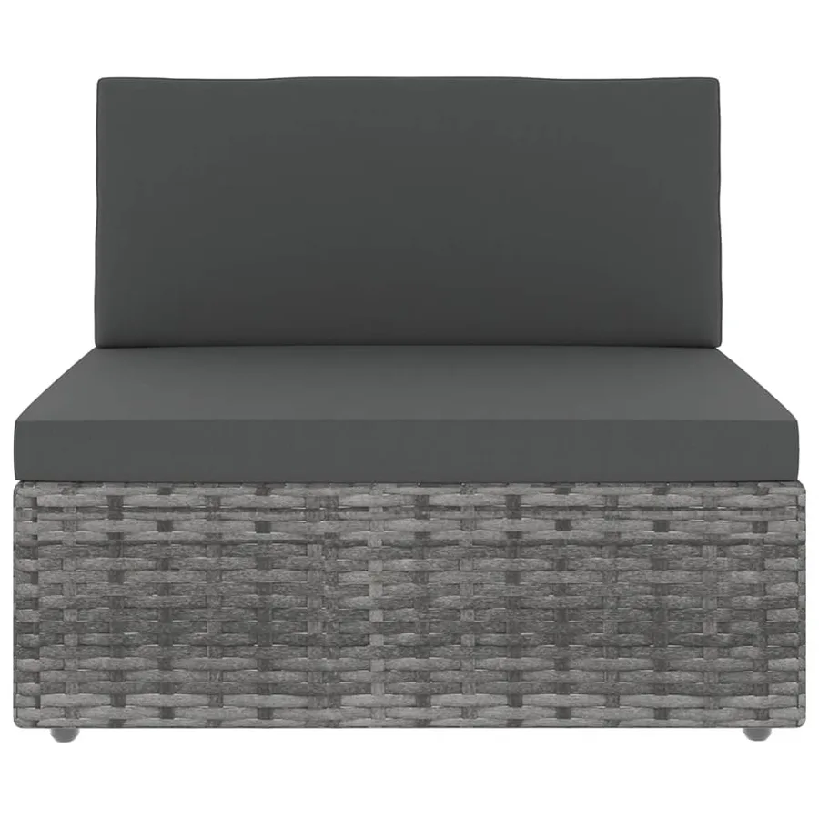Salon de jardin 11 pcs avec coussins Gris Résine tressée - 3