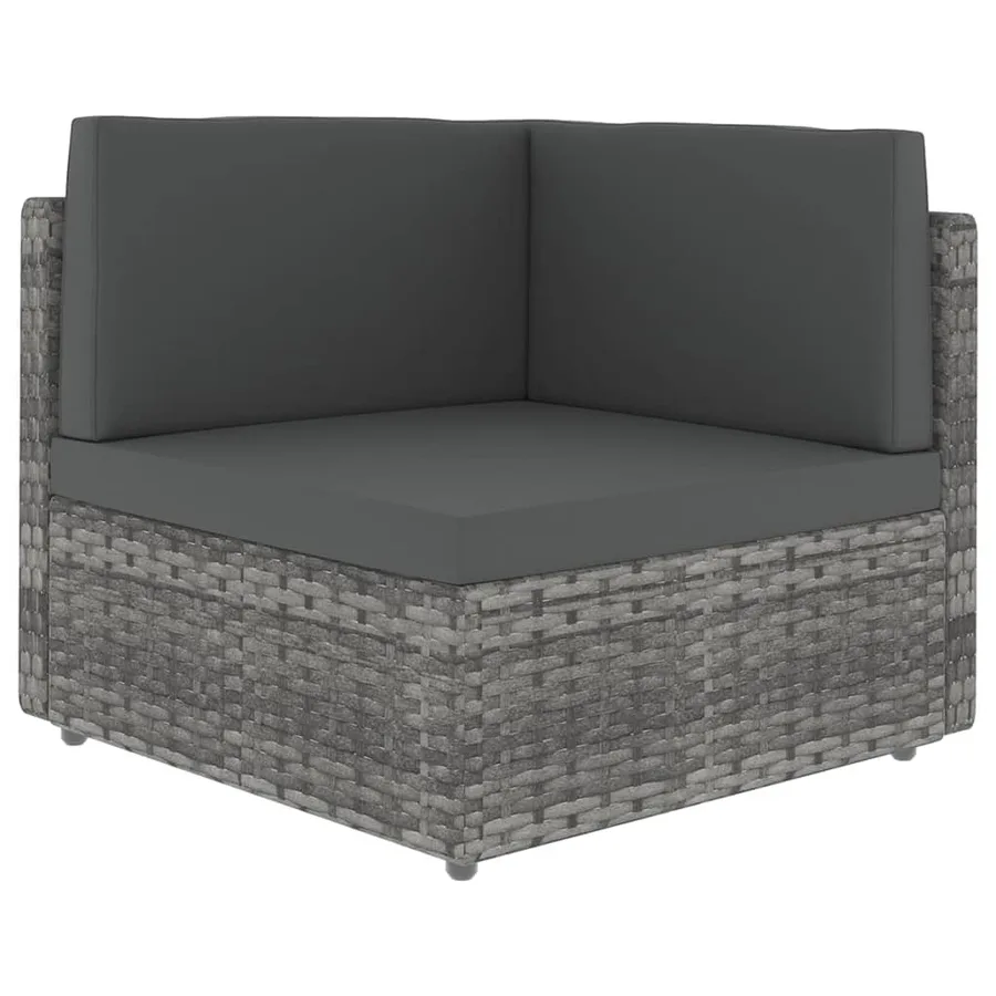 Salon de jardin 11 pcs avec coussins Gris Résine tressée - 4