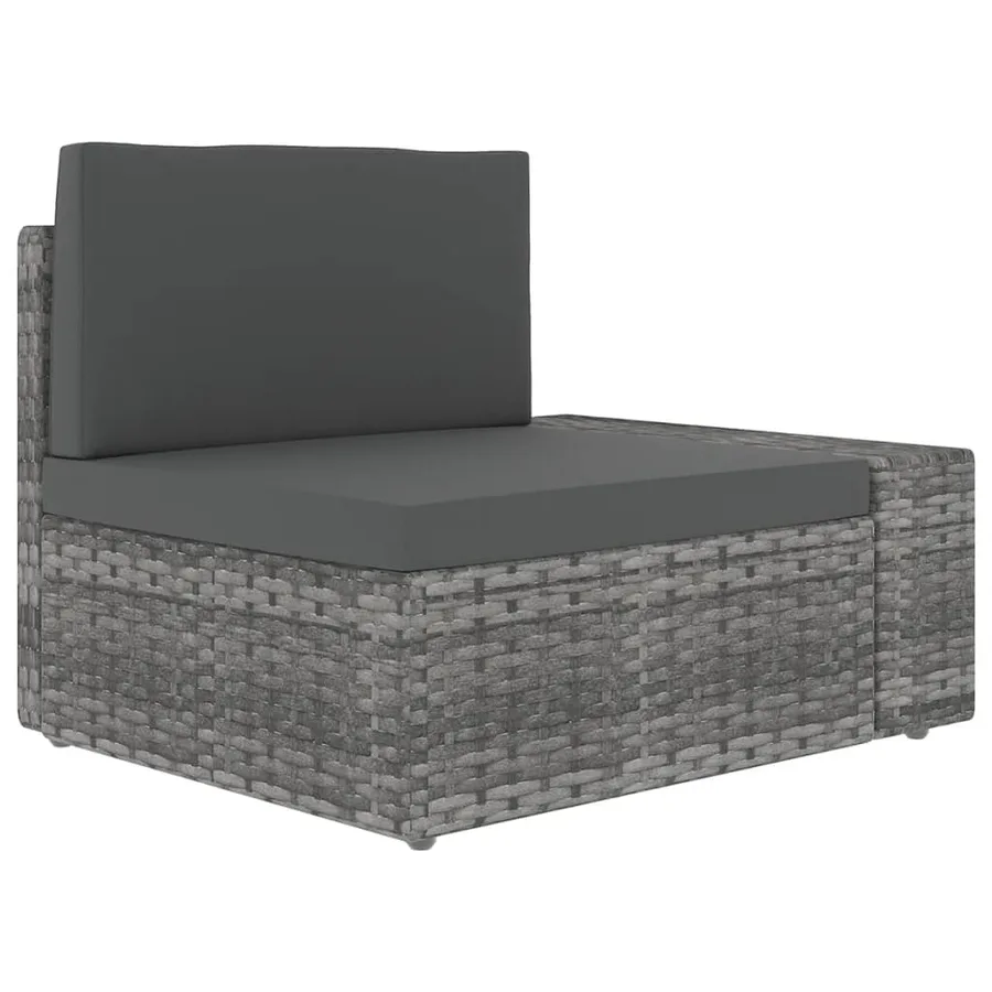 Salon de jardin 11 pcs avec coussins Gris Résine tressée - 6
