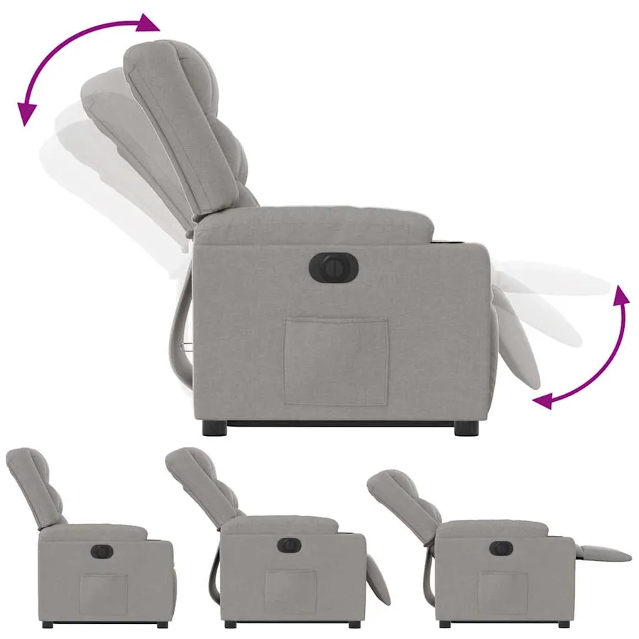Fauteuil inclinable électrique gris nuage tissu - 10