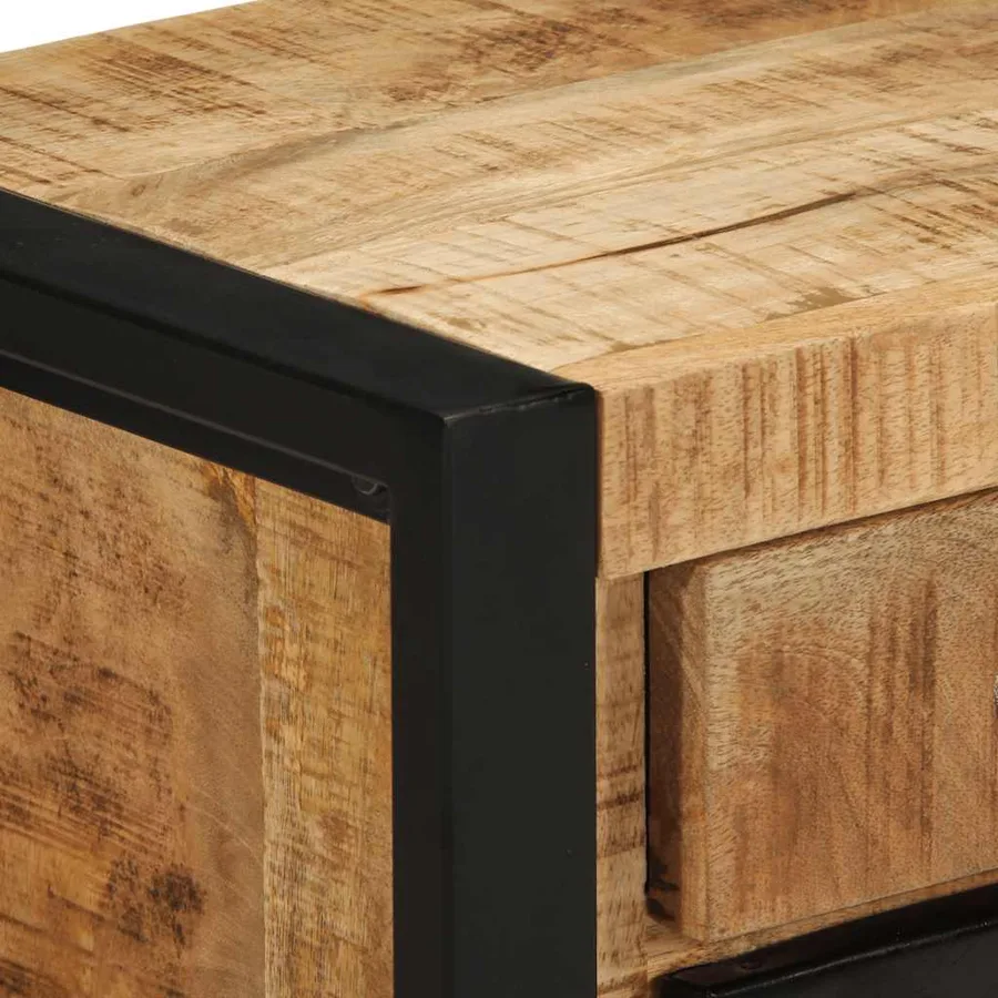 Table de chevet 40x30x50 cm bois massif de manguier brut - 8